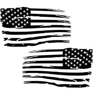 Distressed Black Pair Of American Flag Premium Vinyl Decals Patriotic Grunge